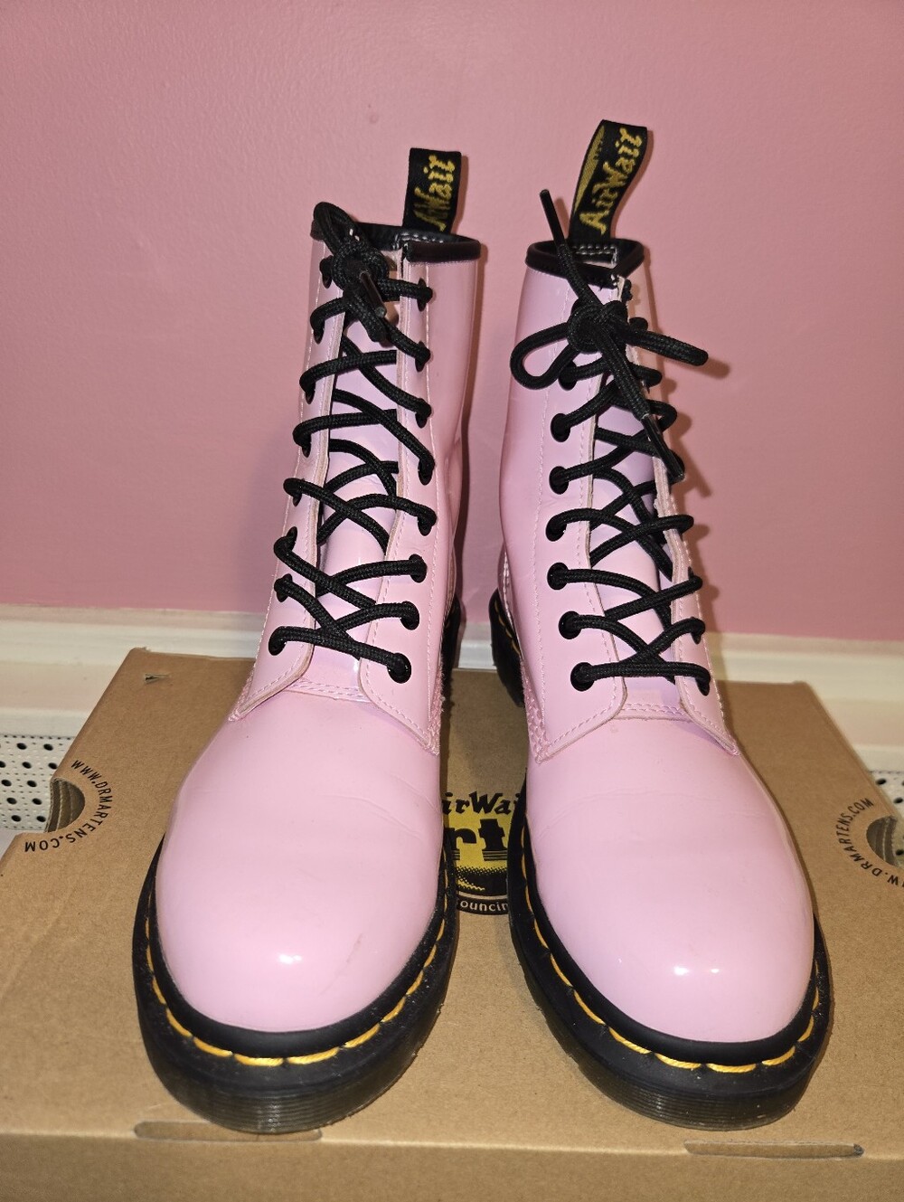Dr. Martens Pink Leather Boots - Picture 4 of 7
